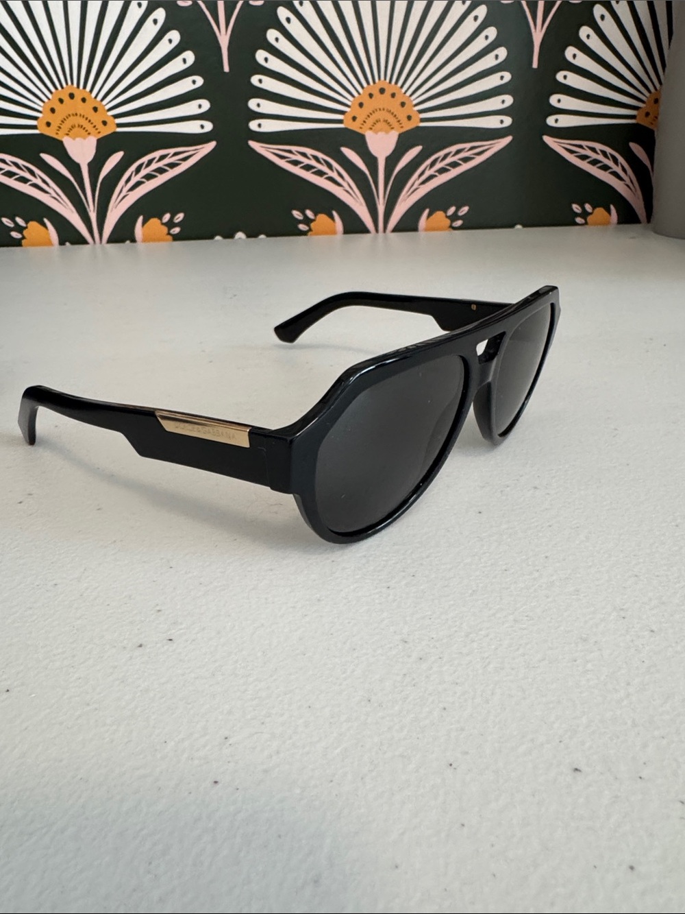 Men’s Dolce & Gabbana Black Shield Sunglasses with Black Case